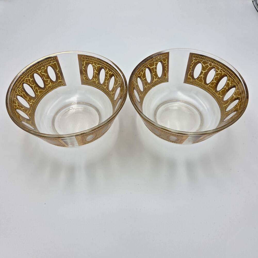 Vintage‎ Culver Glass Bowls 22k Gold Trim Antigua Set of 2 - Picture 2 of 7